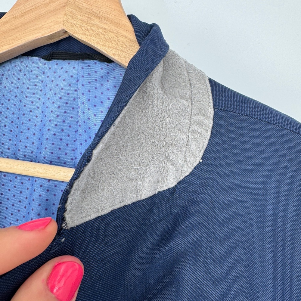 Navy Blue 2 Piece Suit Mens 44R 40W Two Button Business Professional Classic - Picture 6 of 16